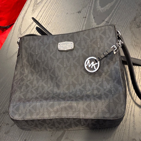 Michael Kors Charcoal Gray Monogram Messenger Bag - Picture 1 of 3